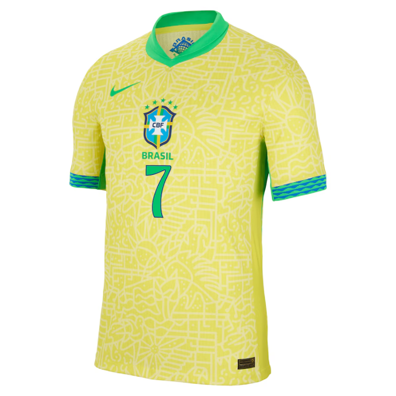 Vini Jr. Brazil National Team Nike 2024 Home Authentic Jersey - Yellow -